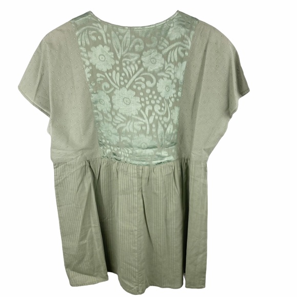 Logo Lavish Peasant Tunic Blouse Green Embroidered - Picture 3 of 5